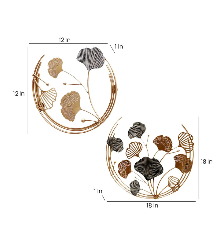 Wired gold and grey leaves set of 2