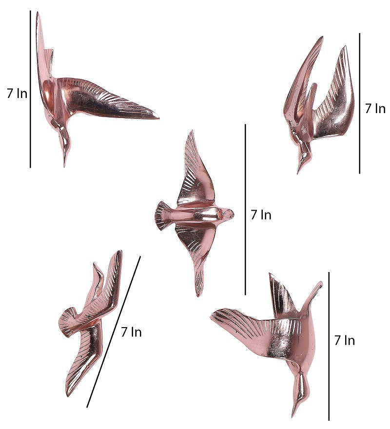 Aluminium casted birds set of 5 idekors