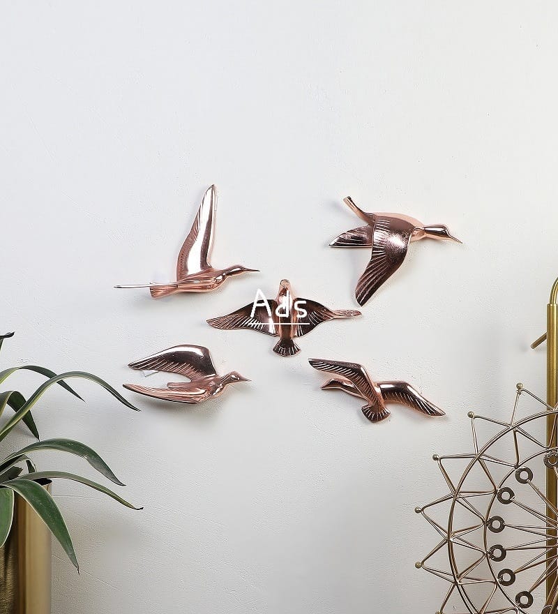 Aluminium casted birds set of 5 idekors