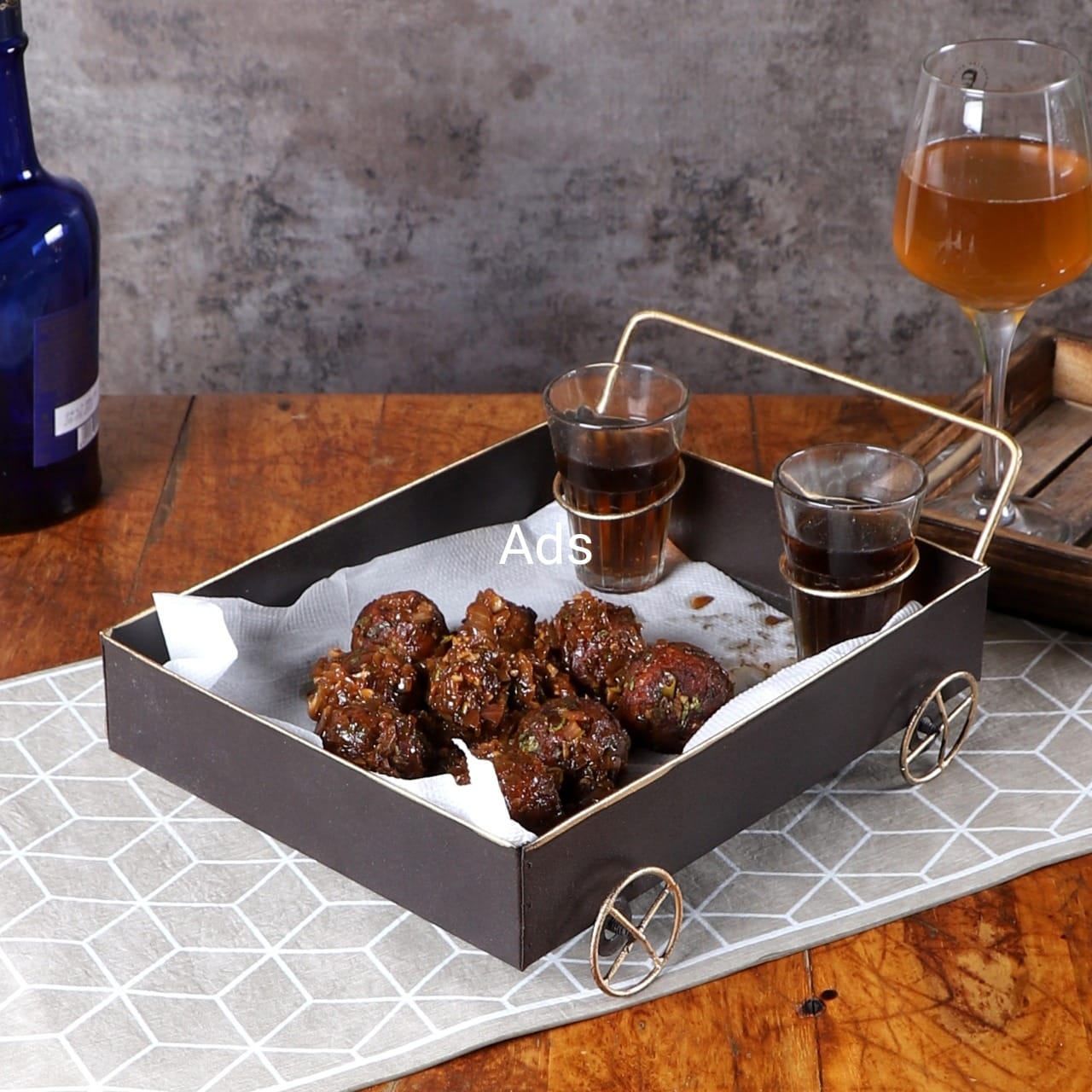 Desi thela platter with tea glasses idekors