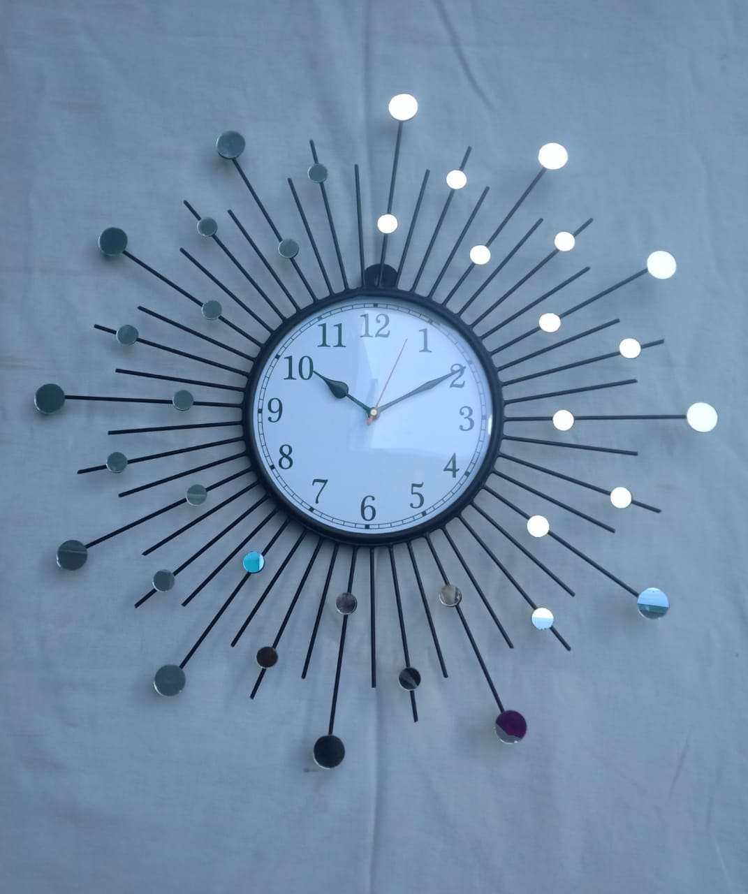 Designer sun mirror work clock wall clock panel idekors