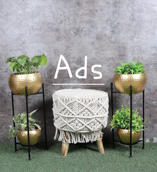 Double Apple Hammered Planter Set of 2 - 4 Planter 2 Stand idekors