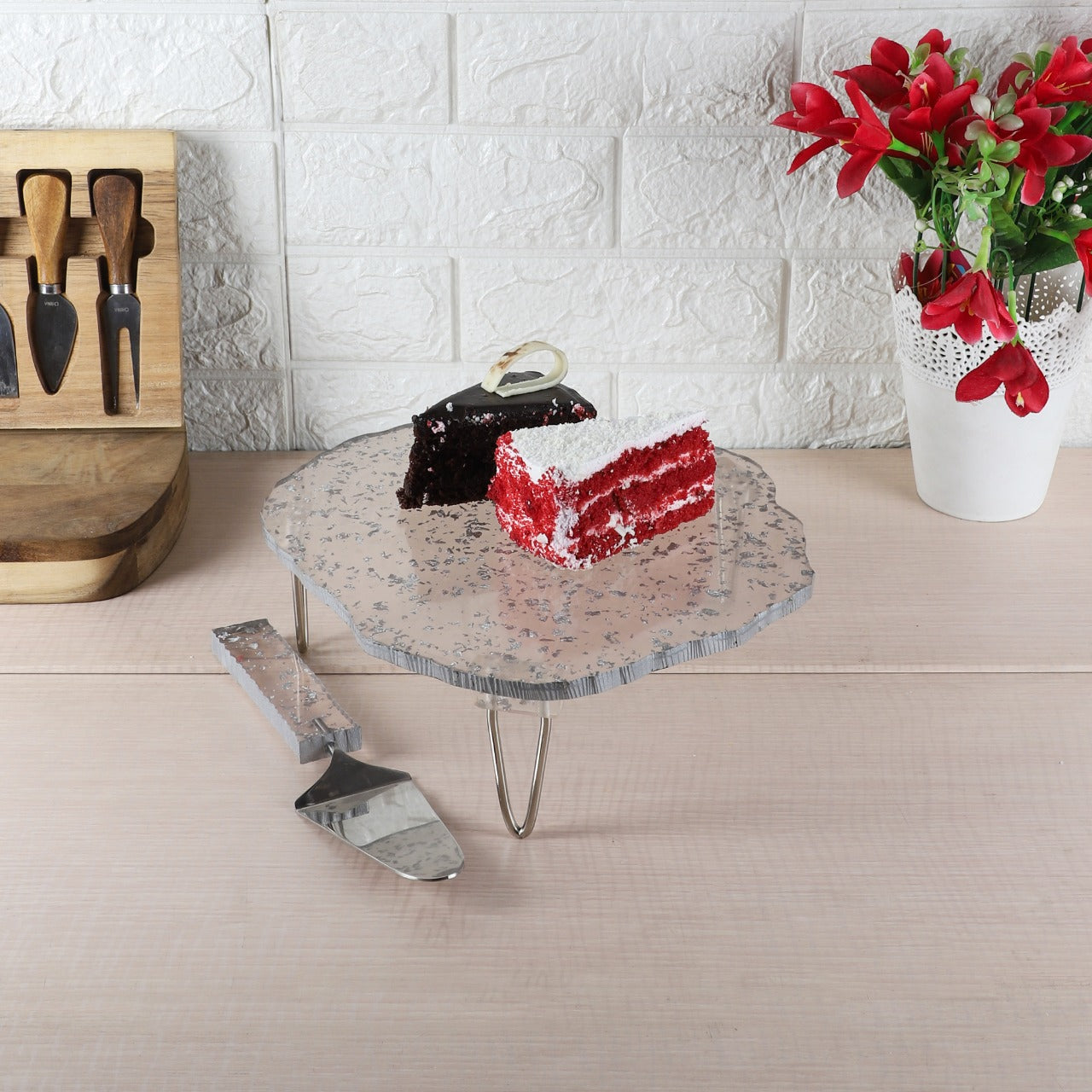 Flex cake platter with spatula idekors