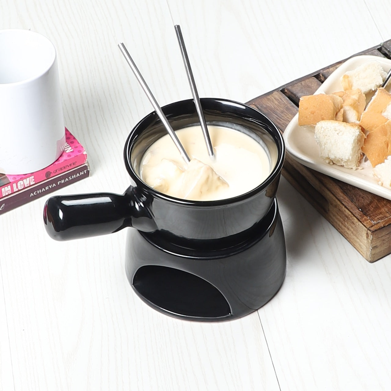 Fondue set with plate and sticks idekors