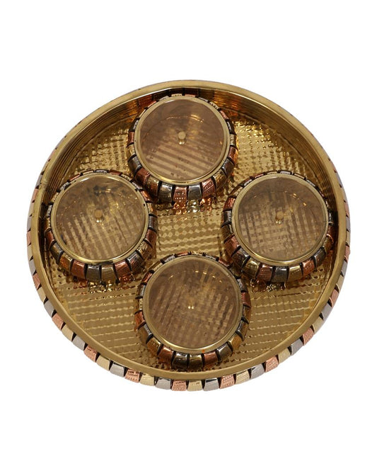 Brass and glass dry fruit tray