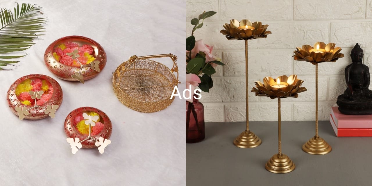 Tyre Urli with butterfly set of 3 and tea light