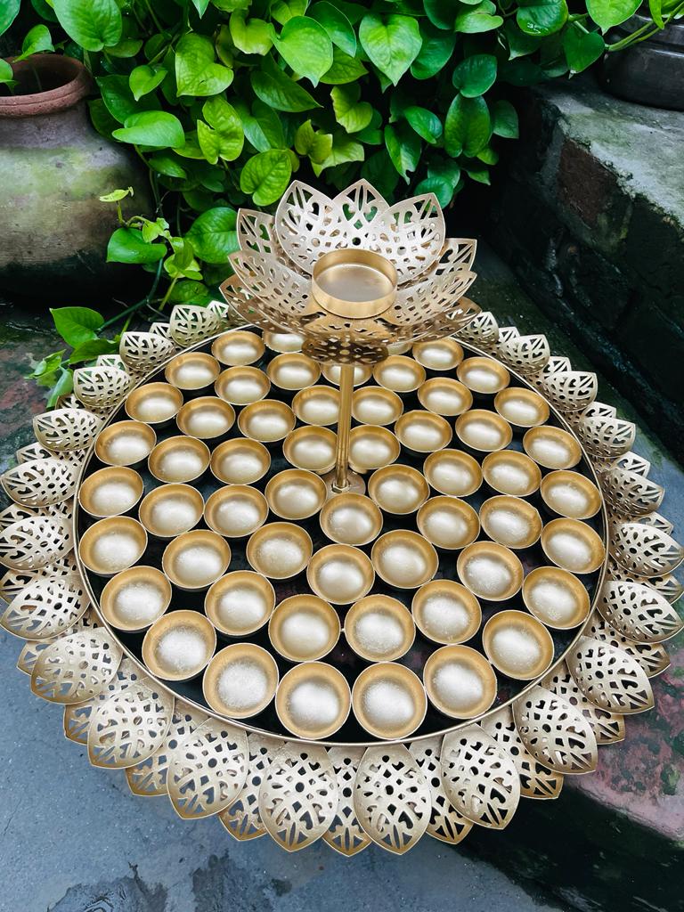 56 bhog thaali Chappan with tea light ( Can also be used as urli for decoration)