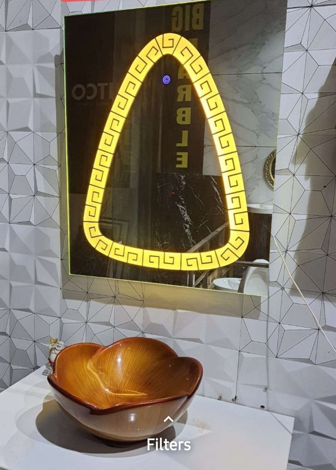 Led Sensor touch mirror rectangle and middle triangle idekors