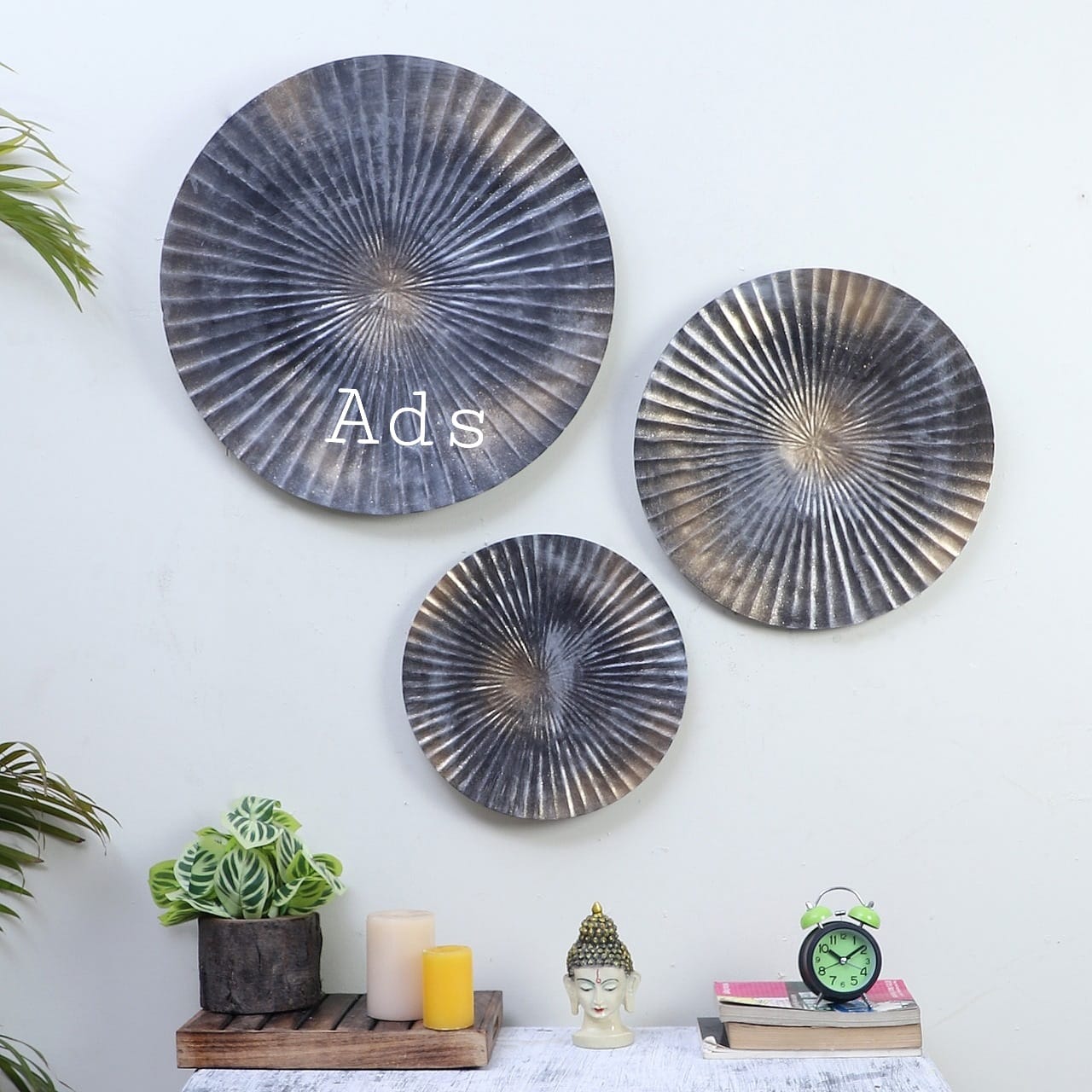 Metal Circles wall decor set of 3 idekors