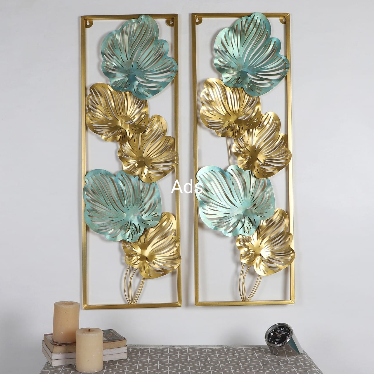 Rectangular flower wall decor set of 2 idekors
