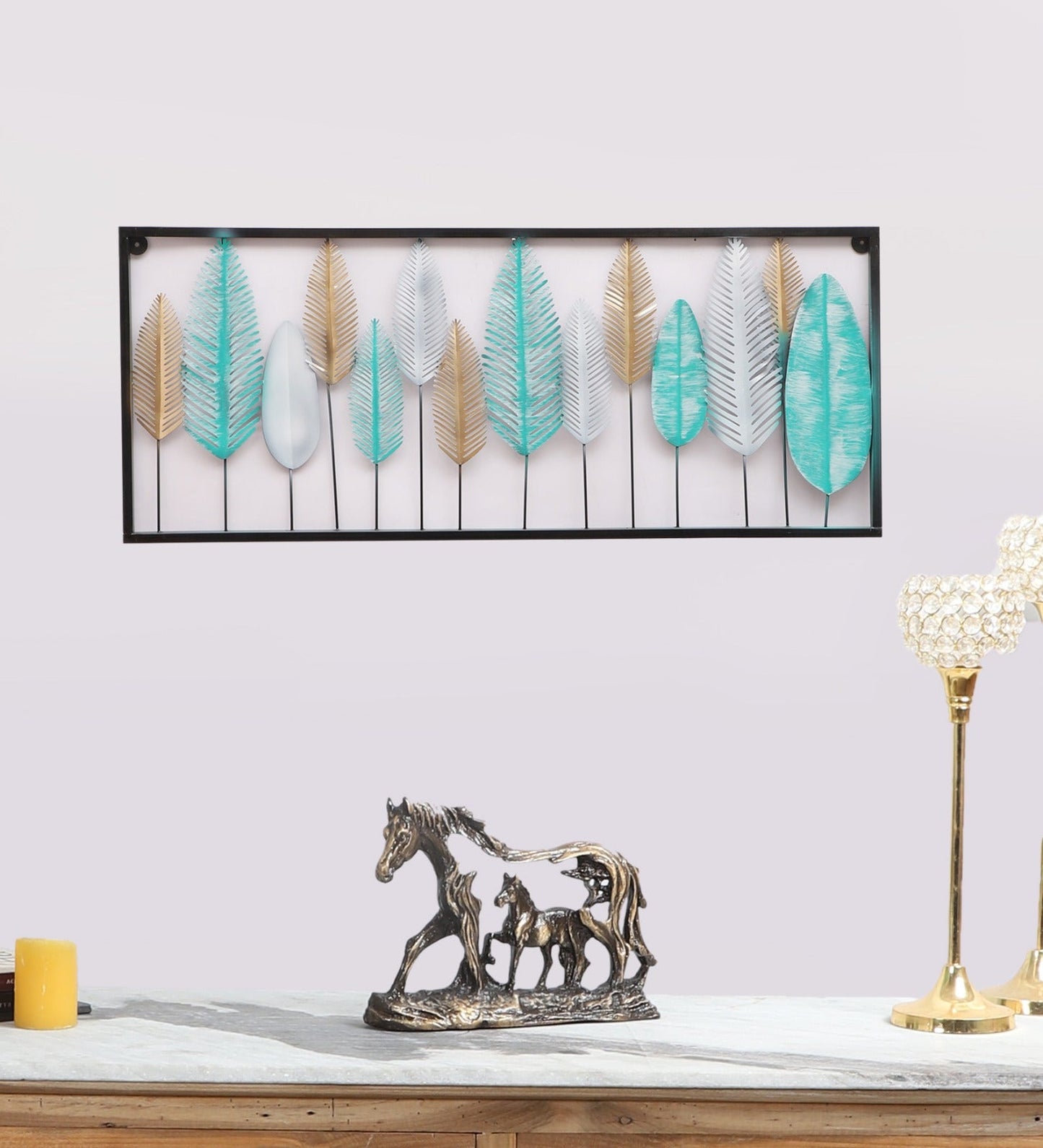 Rectangular leaves wall decor idekors