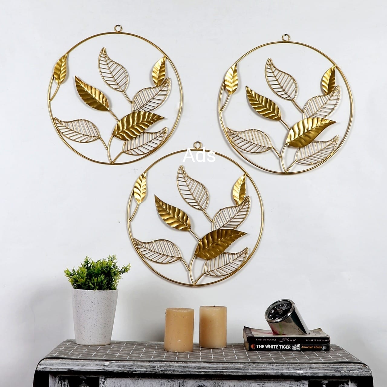 Round leaves set of 3 wall decor idekors