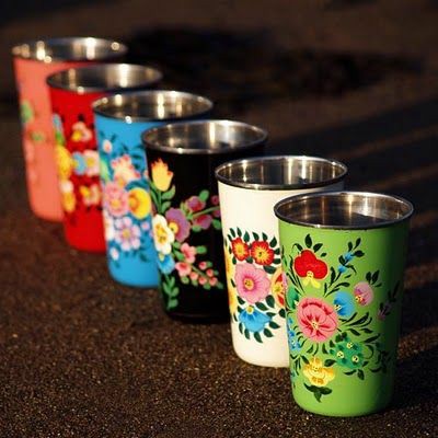 Stainless steel designer mug set of 6 pieces idekors