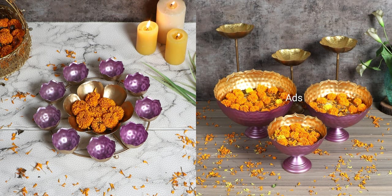 Taj Urli Bowl , Urli & Detachable Tealight Holder Set of 7 idekors