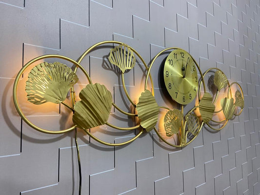 Zingko leaves clock panel wall decor idekors