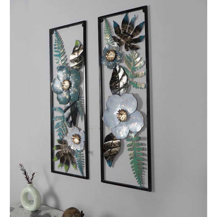 Rectangular flower wall decor set of 2