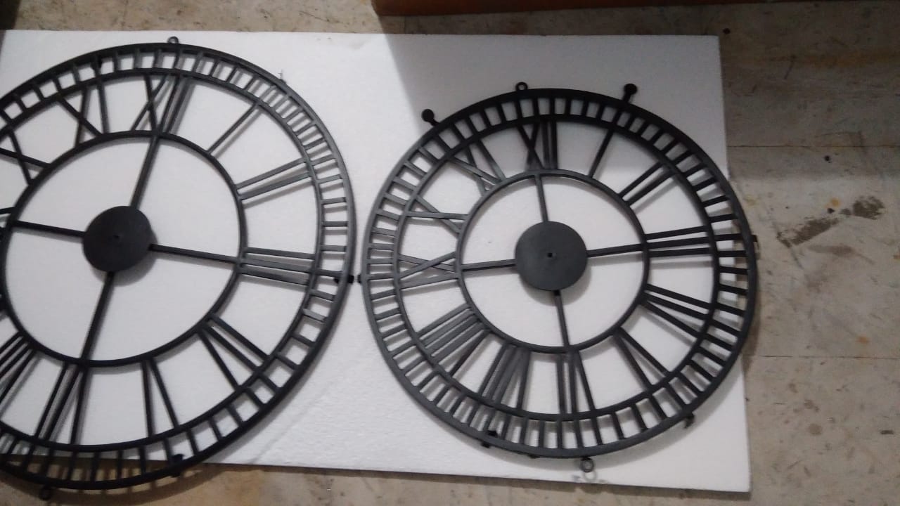 Round metal clock panel with mirror