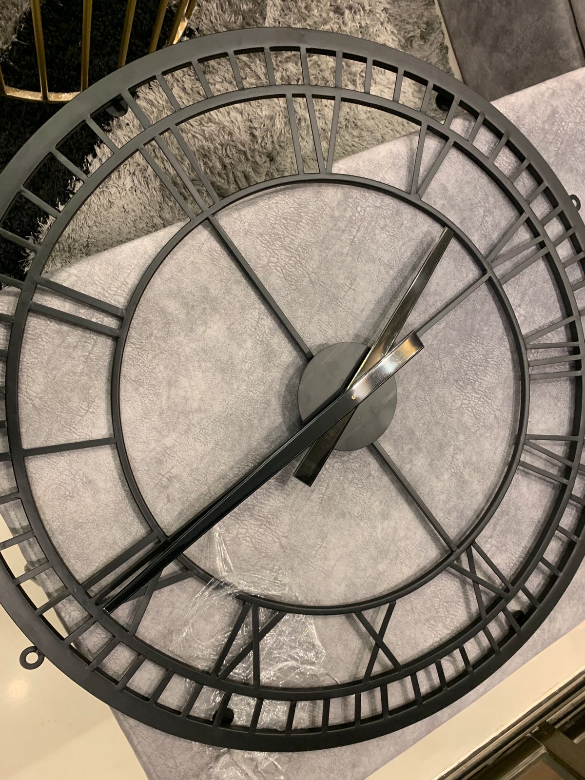 Round metal clock panel with mirror