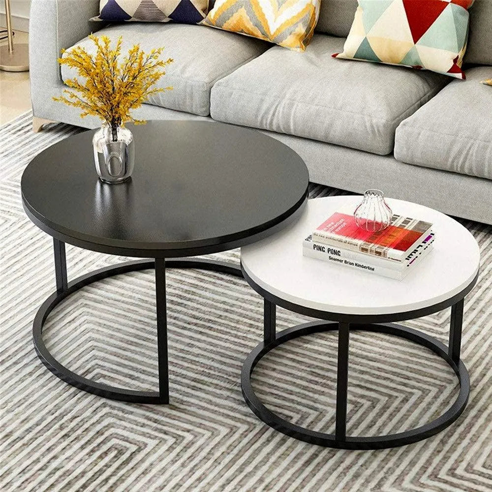 Classic Black Round Coffee centre Table (Set of 2)