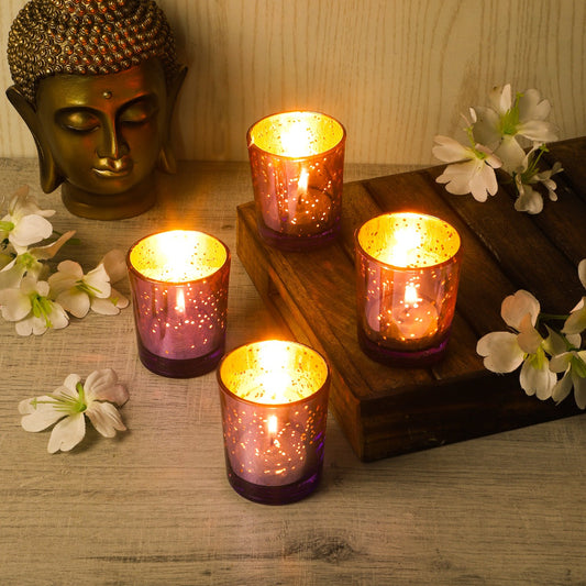 Colorful Glass Votive set of 4 idekors
