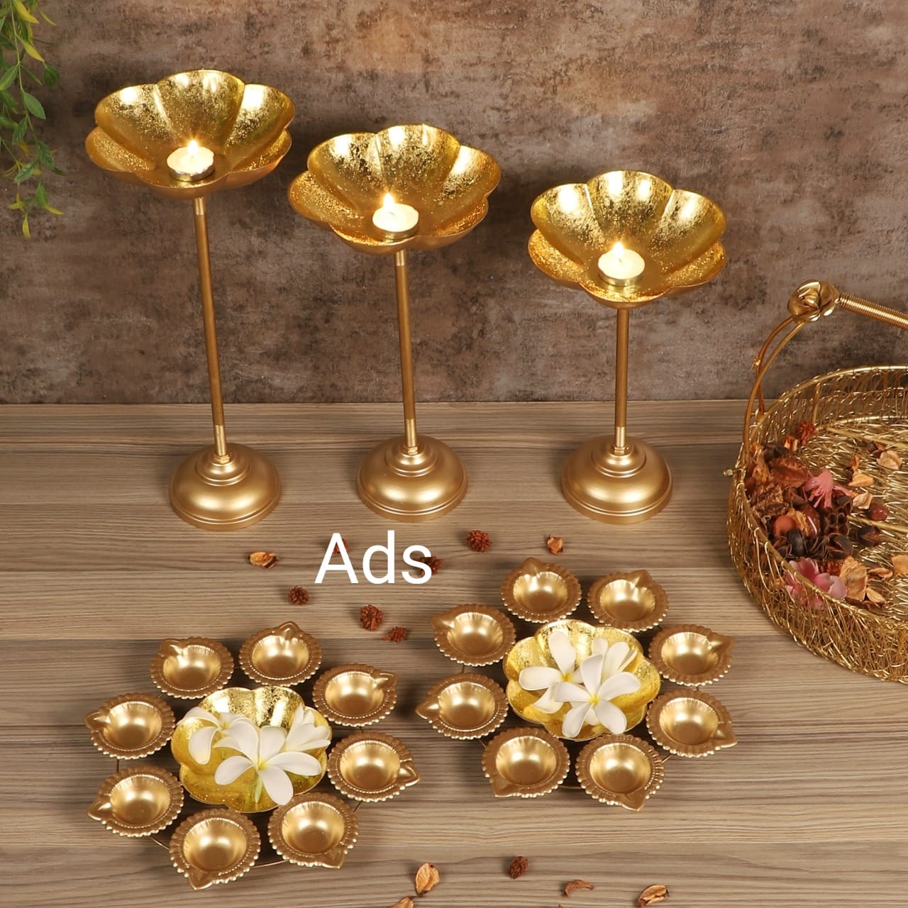Deepak Urli set of 2 with Detachable Tealight Holder Set of 3 idekors
