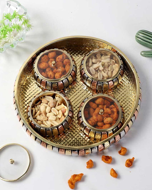 Brass and glass dry fruit tray