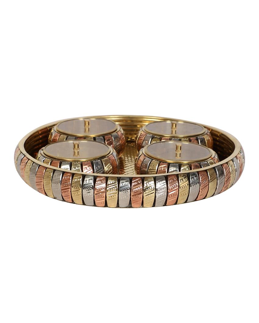 Brass and glass dry fruit tray