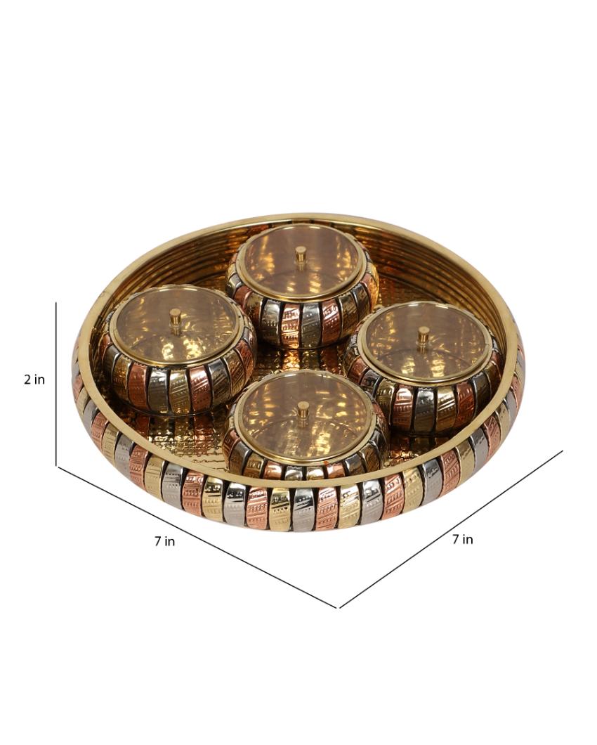 Brass and glass dry fruit tray