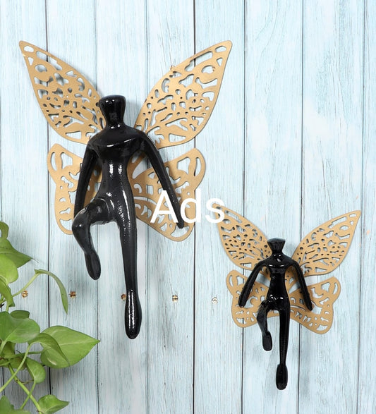 Aluminium casted Angel wings set of 2 wall panel