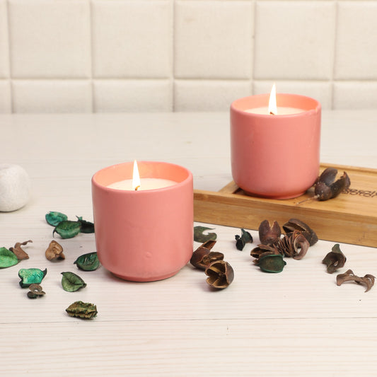Ceramic wax jar set of 2