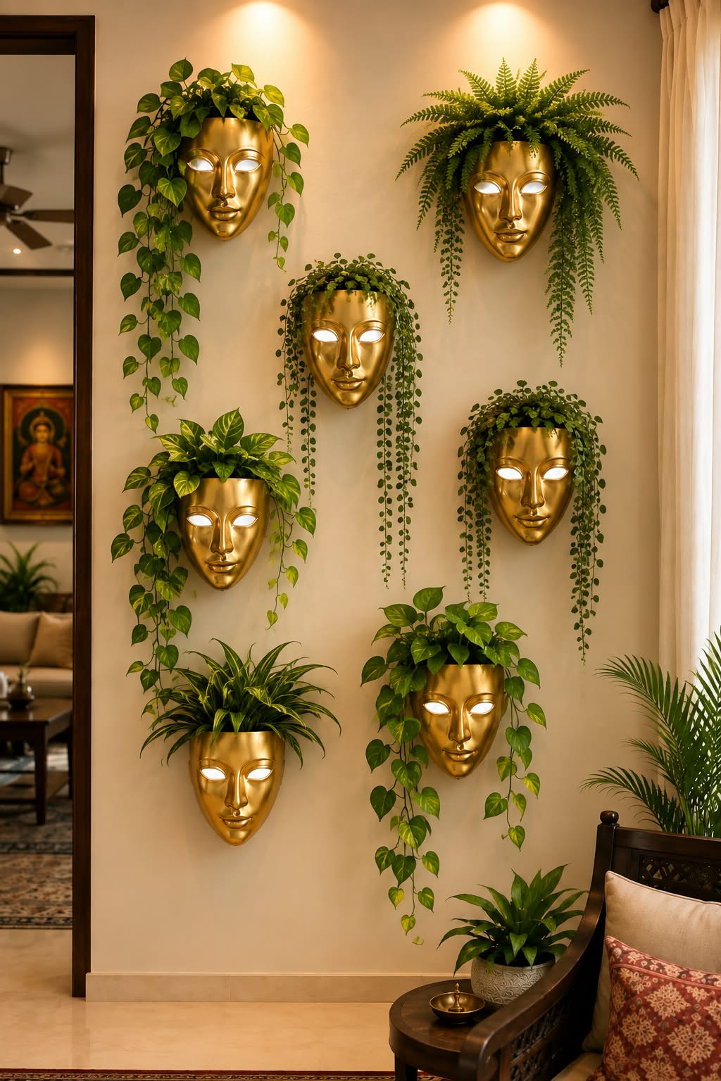 EP Gold Aluminium Face Lamp / Flower Pot – 8 Inches, Set of 4