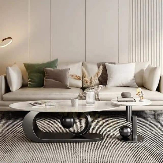 Half Moon Metal Stainless Steel Centre Table set of 2