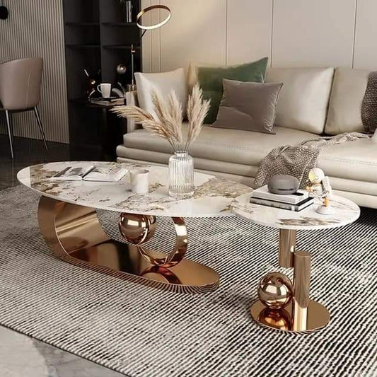 Half Moon Metal Stainless Steel Centre Table set of 2