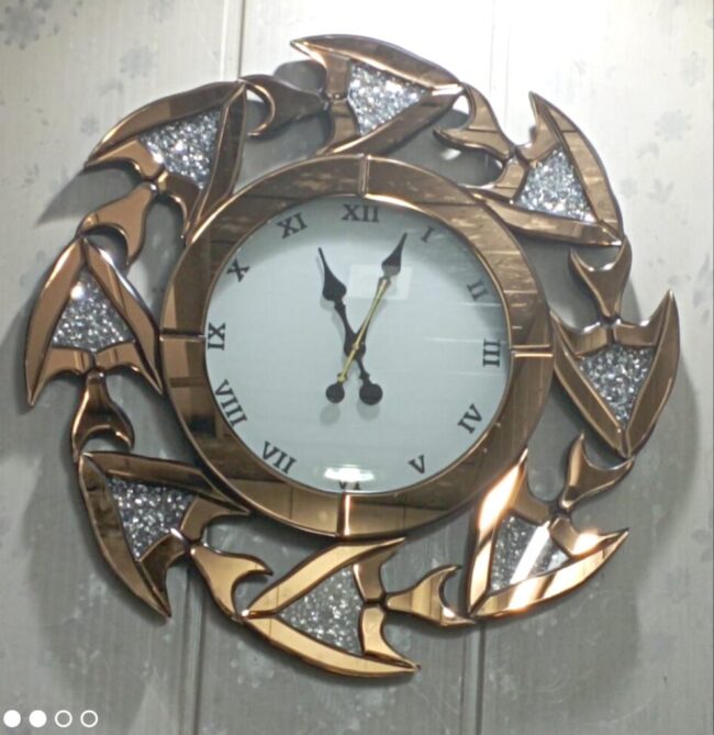 2d Glass Designer Diamond Crust Wall Clock idekors