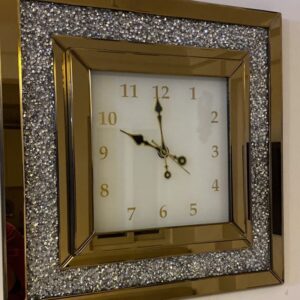 2d Glass Designer wall clock with diamonds idekors