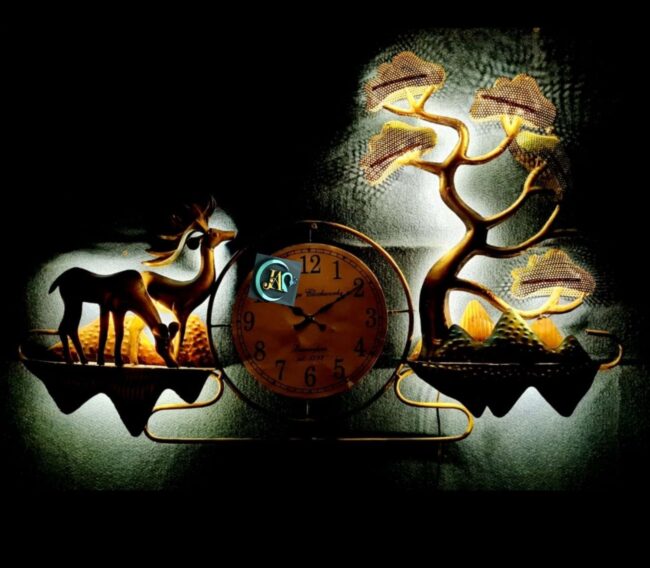 Antique 2 deer clock Panel idekors