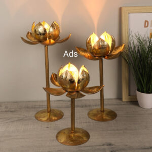 Detachable lotus Tealight holder with foiling work set of 3 idekors