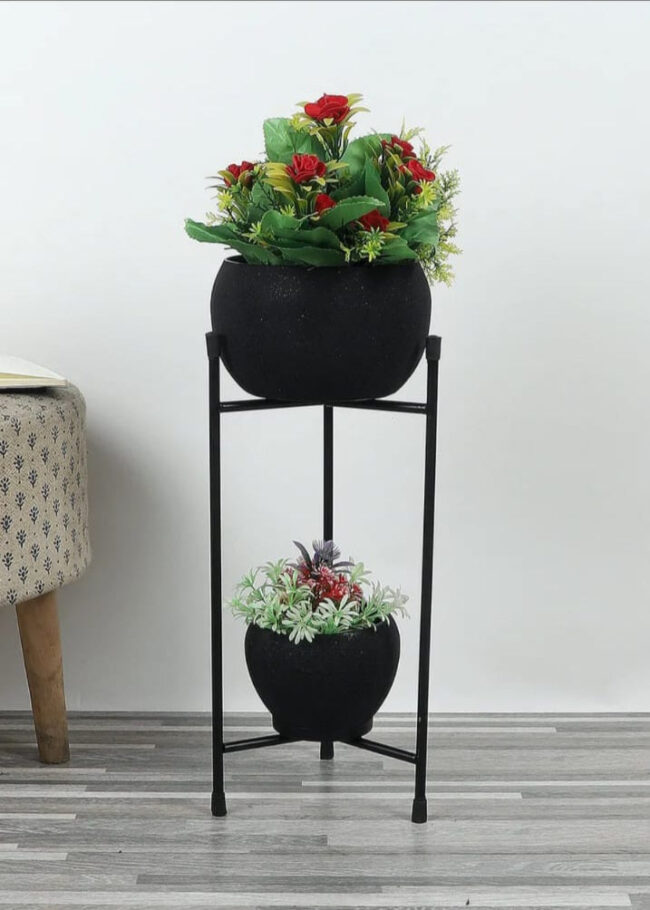 Double Apple Planter Set of 2 - 4 Planter 2 Stand idekors