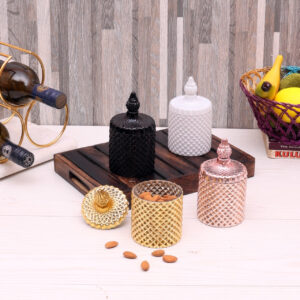 Glass Diamond Dry fruits Jars with lid idekors