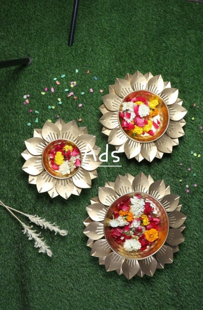 Hammered Flower Urli Set of 3 idekors