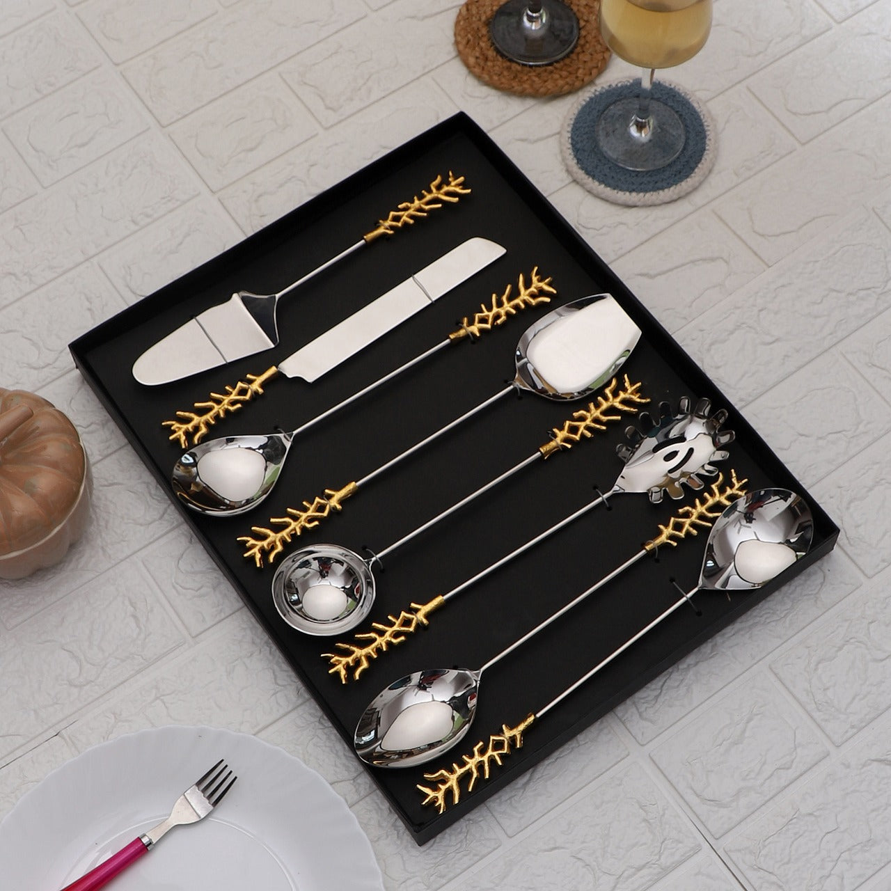 Leaves Cutlery set of 8 idekors