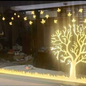 Led Sensor touch mirror tree with flying leaves idekors