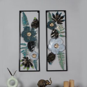 Rectangular flower wall decor set of 2 idekors