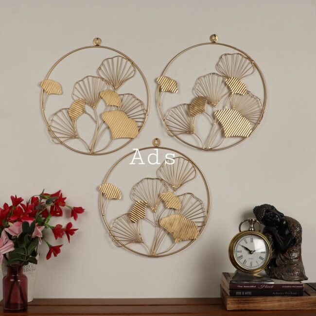 Round leaves set of 3 wall decor idekors