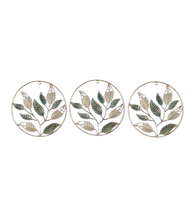 Round leaves set of 3 wall decor idekors