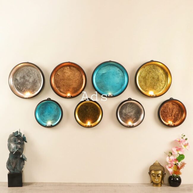 Tyre wall decor/ tea light holder wall decor set of 8 idekors